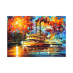 Buharlı Tekne Çizilmiş Tuval - Görsel 2