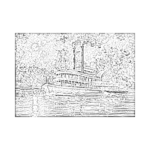 Buharlı Tekne Çizilmiş Tuval