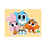Gumball Anais ve Darwin Çizilmiş Tuval - Görsel 2