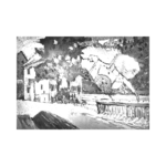 Wassily Kandinsky Yeşil Ev ve Peyzaj Çizilmiş Tuval