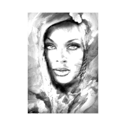 kadin portre cizilmis tuval