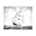 Dalgalı Denizde Gemi Çizilmiş Tuval