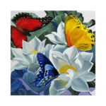 Çiçekler ve Kelebekler Çizilmiş Tuval - Görsel 2