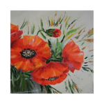 Kırmızı Gelincik Çiçeği Çizilmiş Tuval - Görsel 2