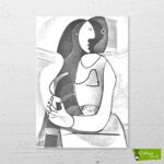 picasso-oturan-kadin-cizilmis-tuval Picasso Oturan Kadın - Görsel 1