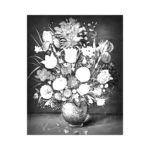 Vazodaki Çiçekler Çizilmiş Tuval