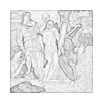 Michelangelo Santa Entierro Çizilmiş Tuval - Görsel 1