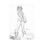 Pin-Up-hediye-cizilmis-tuval-siyah-beyaz Hediye Pin Up Çizilmiş Tuval - Görsel 1