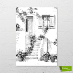 cicekli-ev-cizilmis-resim-tuvali-2 Çiçekli Ev - Görsel 1