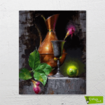 Bakır Testi ve Çiçekler - Görsel 2