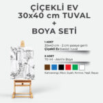 Çiçekli Ev (30x40) + Boya Seti