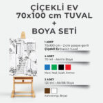 Çiçekli Ev (70x100) + Boya Seti