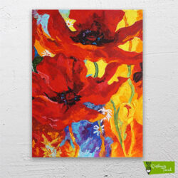 Ateş çiçeği çizilmiş tuval1