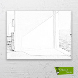 Denize Bakan Odalar çizilmiş tuval