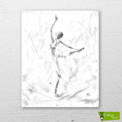 Ballerina çizilmiş tuval