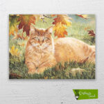 Çimlerdeki-kedi-cizilmis-tuval1
