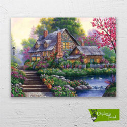 Göletli-ev-çizilmiş-tuval1