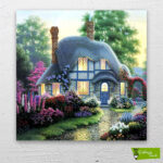 Mavi-çatılı-ev-çizilmiş-tuval1