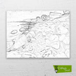 Sahil ve Kırmızı Ev çizilmiş tuval