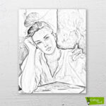 Sigara içen kadın çizilmiş tuval