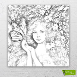 kelebek-ve-genç-kız-cizilmis-tuval