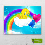 tweety-gökkuşağı-cizilmis-tuval1