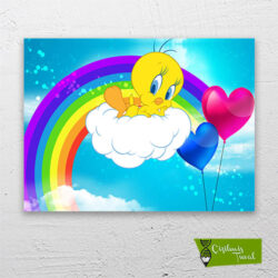 tweety-gökkuşağı-cizilmis-tuval1