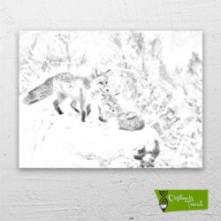 Kardaki-tilkiler-cizilmis-tuval