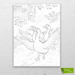 gürültücü-kazlar-cizilmis-tuval