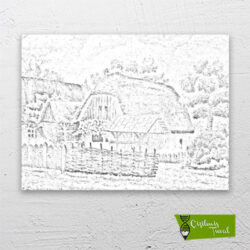 ilkbaharda-köy-evi-cizilmis-tuval