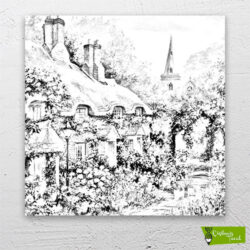 kedili-bahçe-cizilmis-tuval