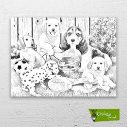 oyuncu-köpekler-cizilmis-tuval