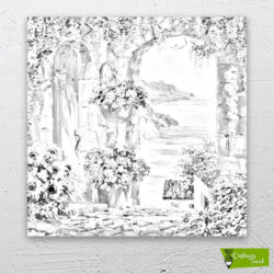 sahile-inen-çiçekli-yol-cizilmis-tuval