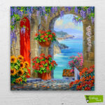 sahile-inen-çiçekli-yol-cizilmis-tuval1