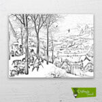 kar-üzerindeki-avcılar-hunters-in-the-snow-cizilmis-tuval