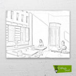 kafeteryada-güneş-ışığı-sunlight-in-a-cafeteria-cizilmis-tuval