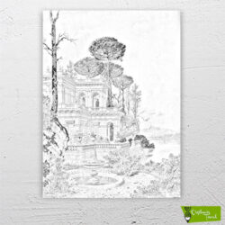 Ferdinand-Knab-göl-kenarındaki-villa-cizilmis-tuval