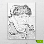 Van-Gogh-Self-Portrait-with-Bandaged-Ear-an-Pipe-cizilmis-tuval