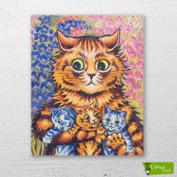 anne-kedi-ve-üç-bebek-louis-wain-mama-kityy-with-3-babies-cizilmis-tuval-1