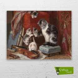 anne-kedi-ve-yavrular-cizilmis-tuval-1