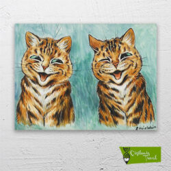 iki-neşeli-kedi-louis-wain-cizilmis-tuval-1