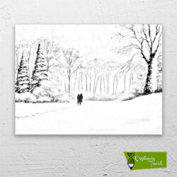 karda-yürüyüş-cizilmis-tuval