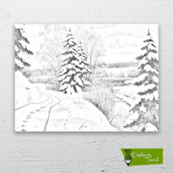 karlı-dağ-yolu-cizilmis-tuval